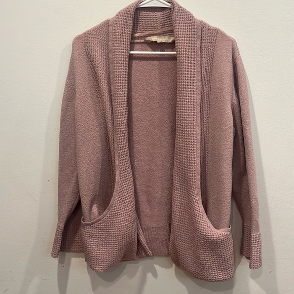 Chloe & Jasmine Sweaters - Chloe & Jasmine Women's Large Pink Waffle Sweater Cardigan Top